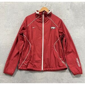 Arkansas Razorbacks Jacket Womens Medium 8/10 Windbreaker Red Nike Storm Fit